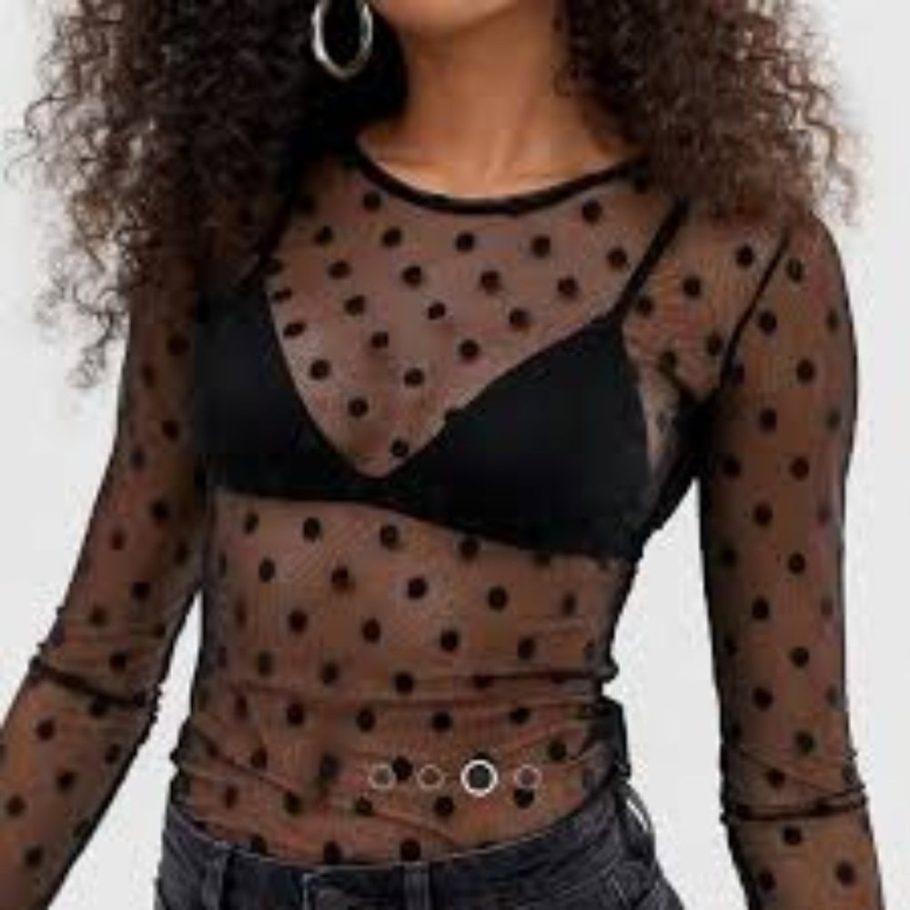 Gorgeous Mesh Polka Dot Top